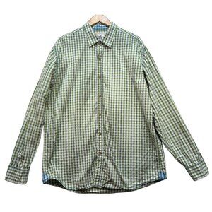 Age Of Wisdom Mens Green & Blue Checkered Long-Sleeve Button-Down Shirt